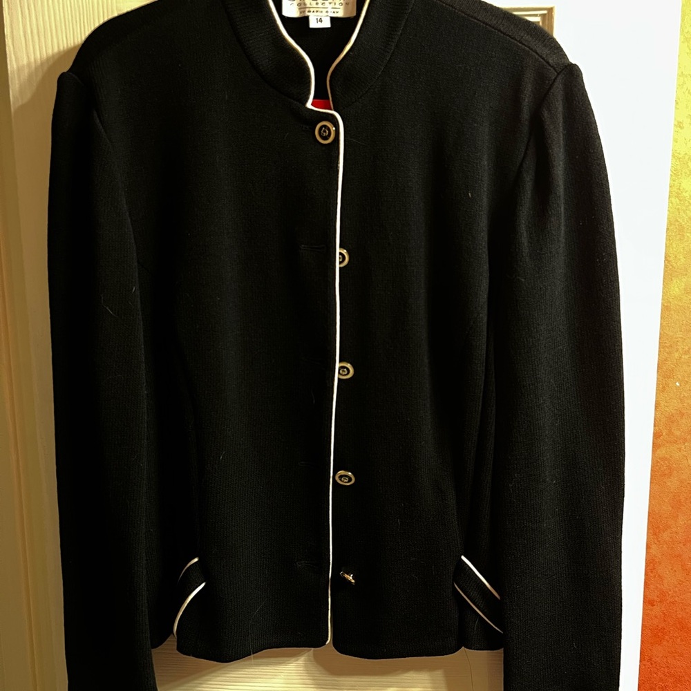 St. John Black Jacket with White Trim
